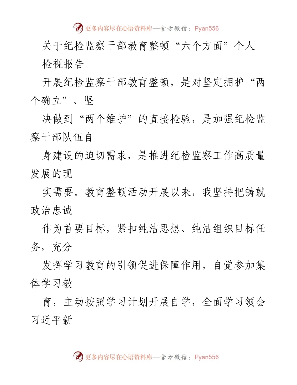 [检视报告] 纪检监察干部教育整顿 - 深化自我检视，提升政治忠诚.docx_第1页