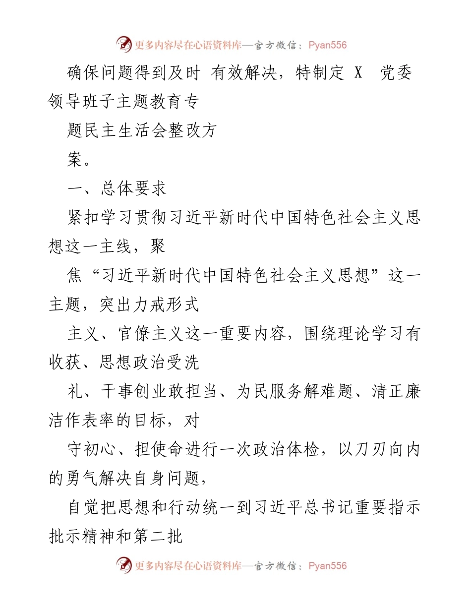[整改方案] 主题教育民主生活会 - 2023年度主题教育专题民主生活会整改实施方案.docx_第2页