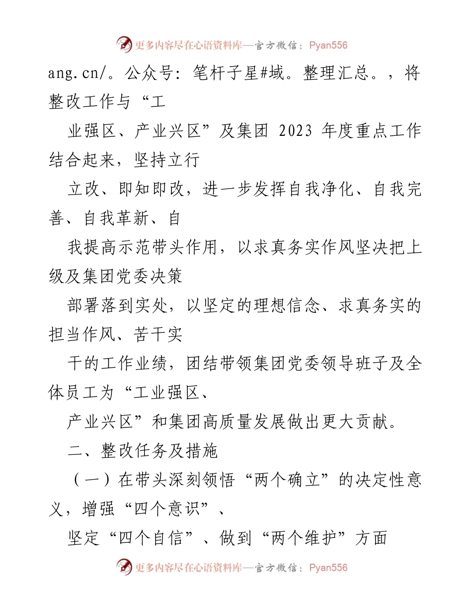 [整改方案] 党委民主生活会 - XX集团2022年度民主生活会整改方案.docx_第2页