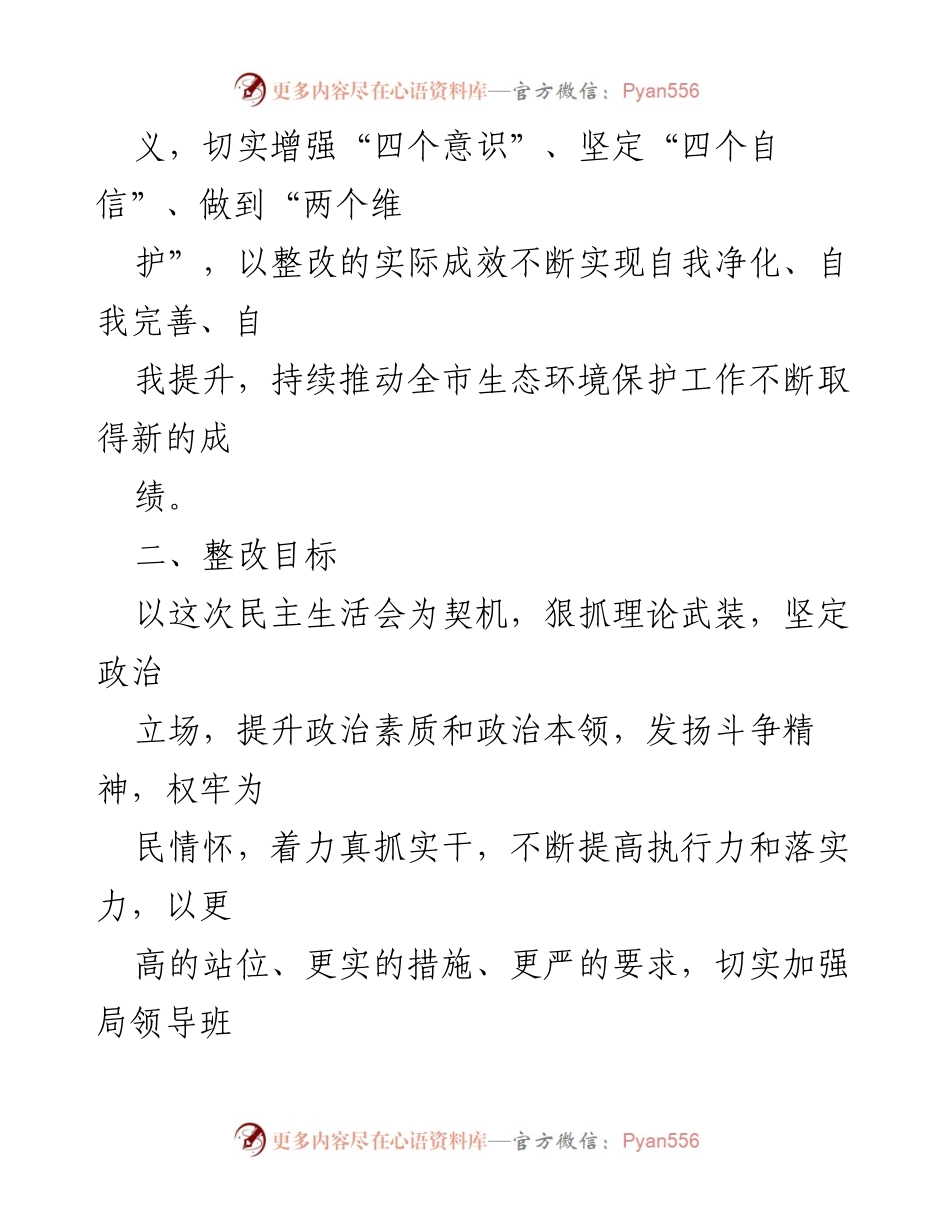 [整改方案] 生态环境局领导班子 - 2022年度民主生活会问题整改方案.docx_第2页