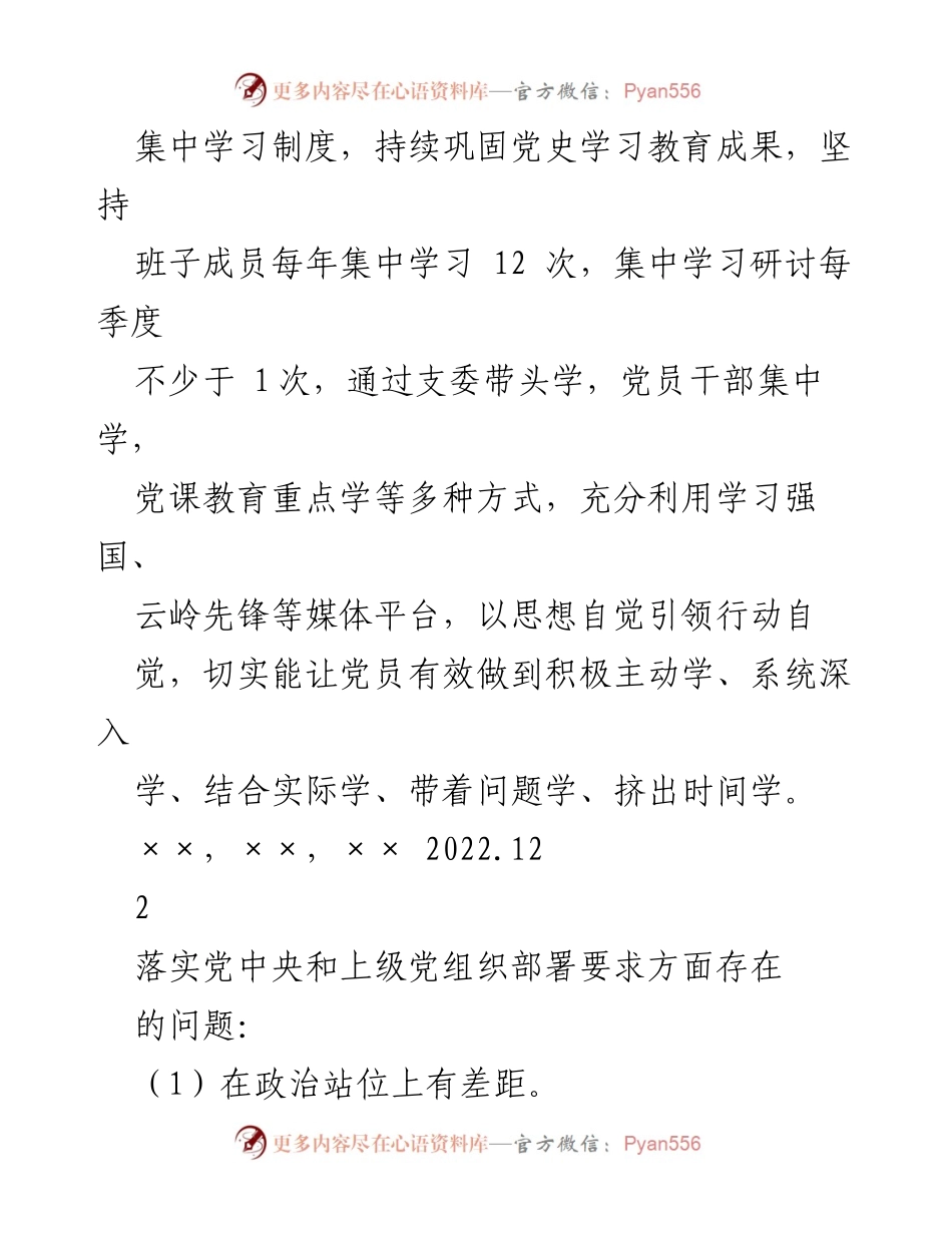 [整改清单] 组织生活会 - 202X年度党支部整改措施汇总.docx_第2页