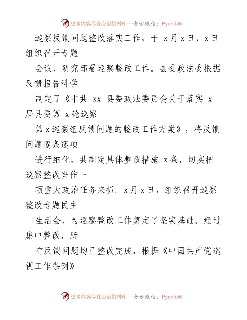 [整改报告] 巡察反馈 - 政法委巡察反馈问题整改情况报告.docx_第2页