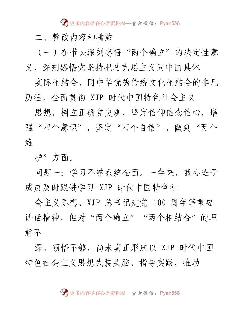 [整改方案] 专题民主生活会 - 深化理论学习与政治引领的整改方案.docx_第2页