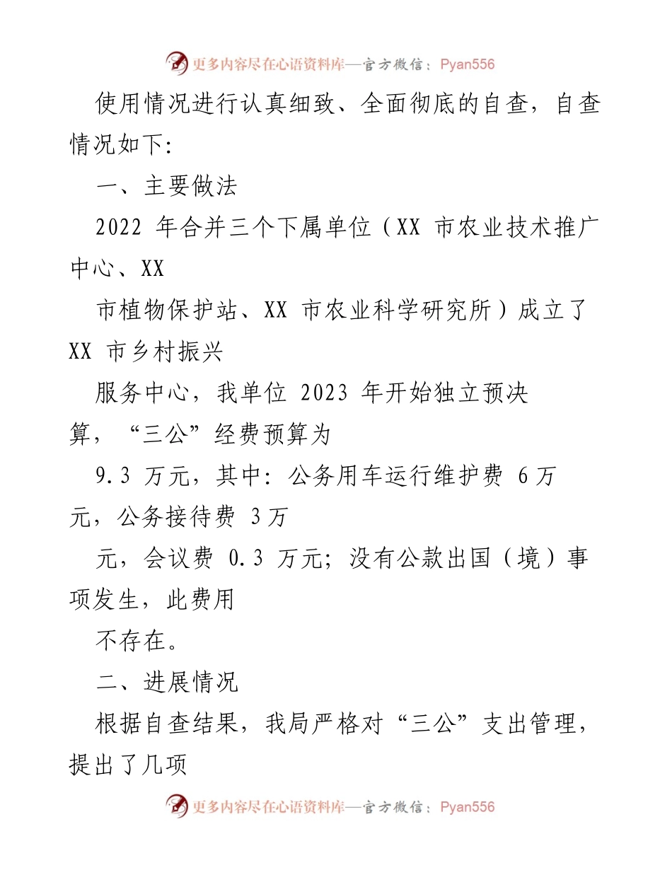 [自查报告] 乡村振兴服务中心 - 2023年第一季度“三公”经费自查情况及管理措施.docx_第2页