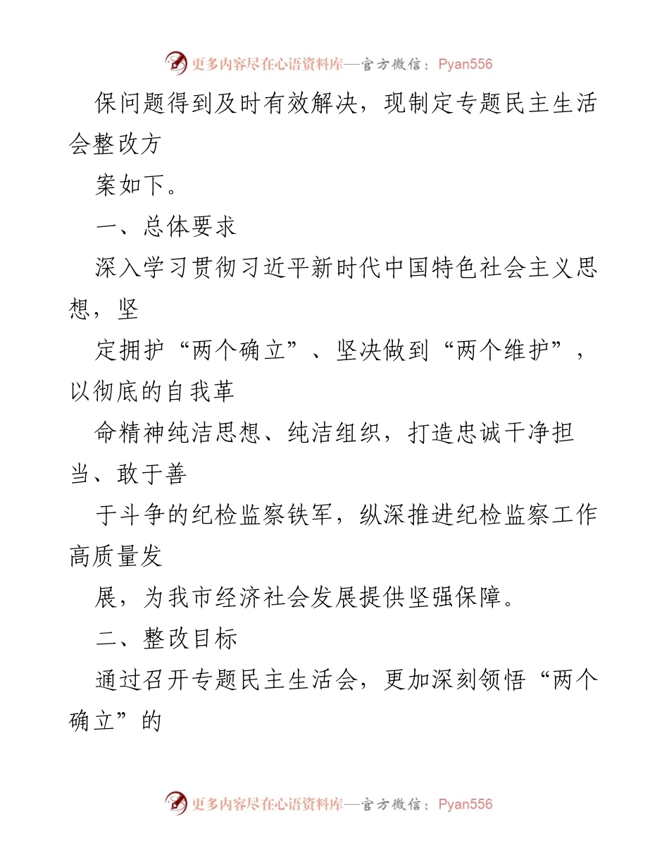[整改方案] 会议 - 2023年专题民主生活会整改落实方案.docx_第2页