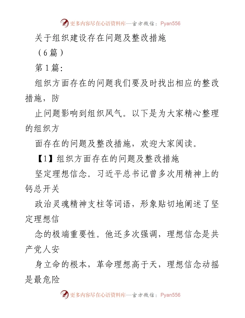 [整改报告] 组织建设 - 组织建设问题及整改措施分析.docx_第1页