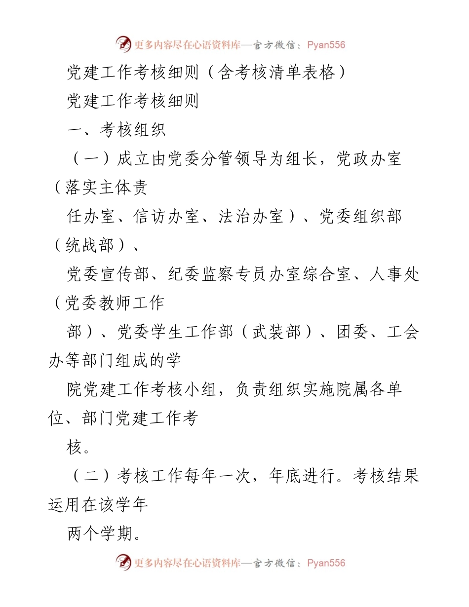 [考核细则] 党建工作 - 党建工作年度考核细则及实施方案.docx_第1页