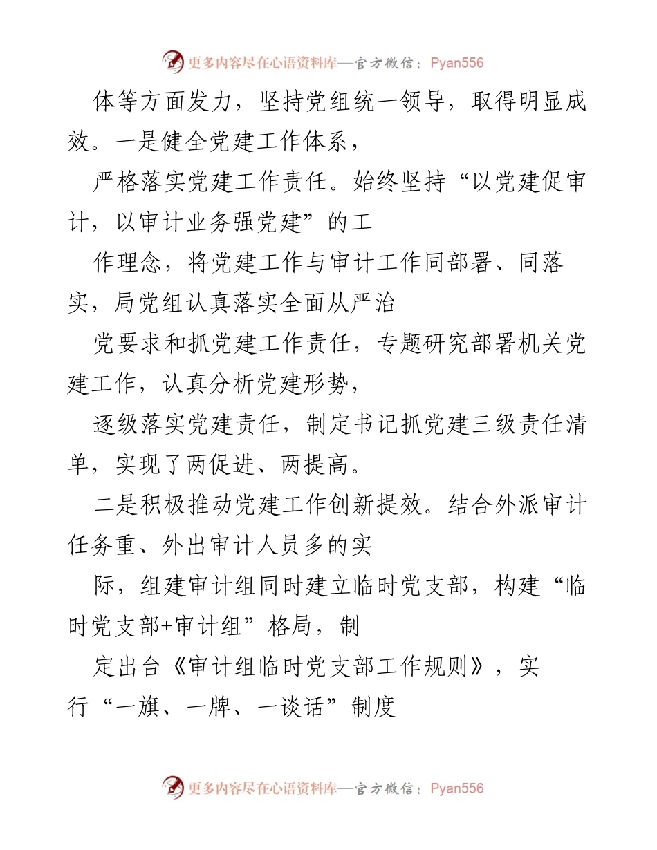 [经验材料] 党建工作会议 - “党建+内审”工作格局经验分享.docx_第2页