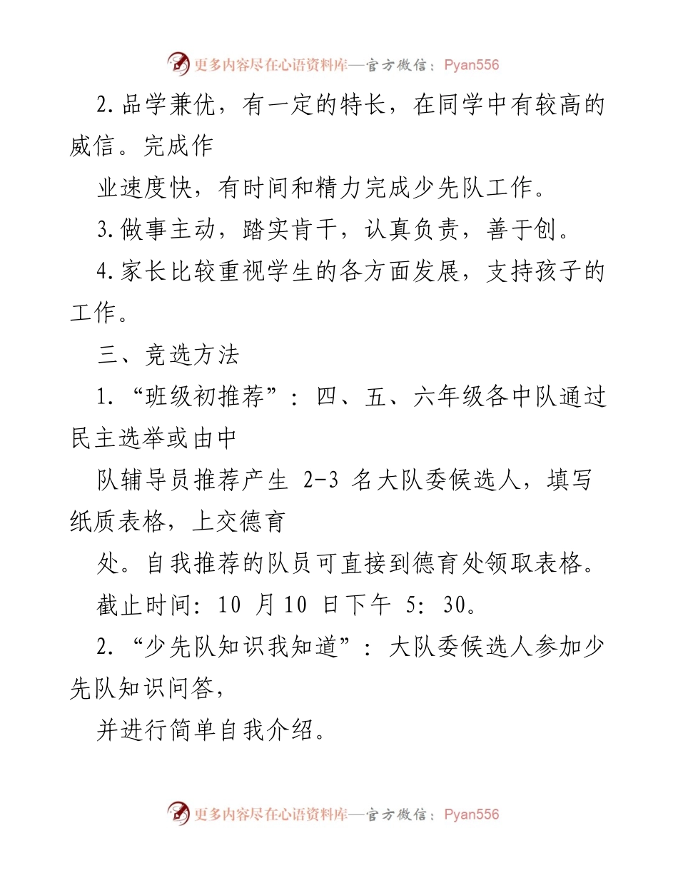 [活动方案] 小学少先队 - 小学少先队大队委竞选活动方案.docx_第2页