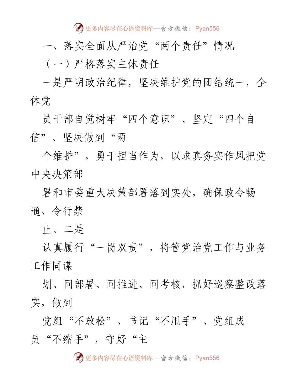 [情况报告] 行政审批局 - XXXX市行政审批局全面从严治党责任落实情况报告.docx_第2页