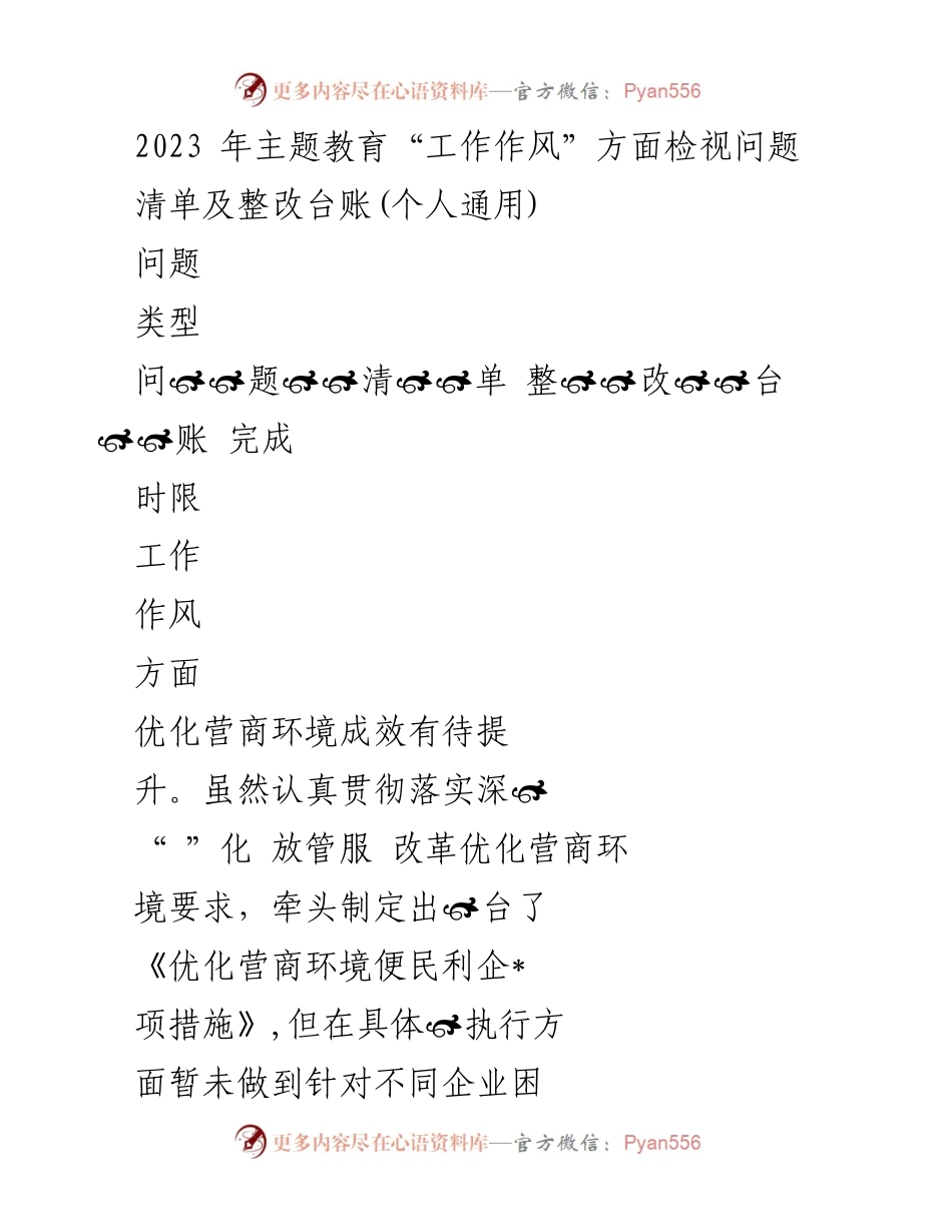 [整改台账] 主题教育 - “工作作风”问题检视与整改措施总结.docx_第1页