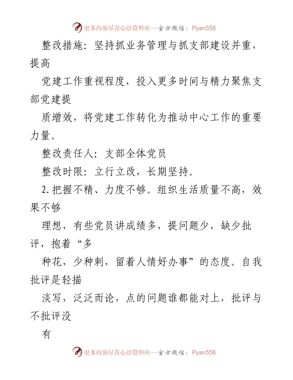 [整改清单] 基层党组织生活会 - 加强党建工作与组织生活质量整改措施.docx_第2页