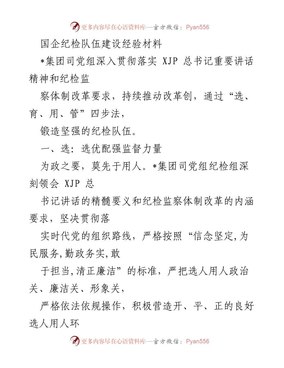 [经验材料] 国企纪检队伍建设 - 国企纪检队伍建设的实践与创新.docx_第1页