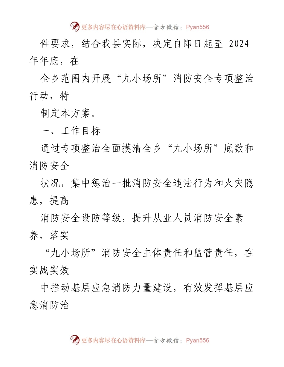 [方案] 消防安全专项整治 - 全乡“九小场所”消防安全专项整治行动方案.docx_第2页