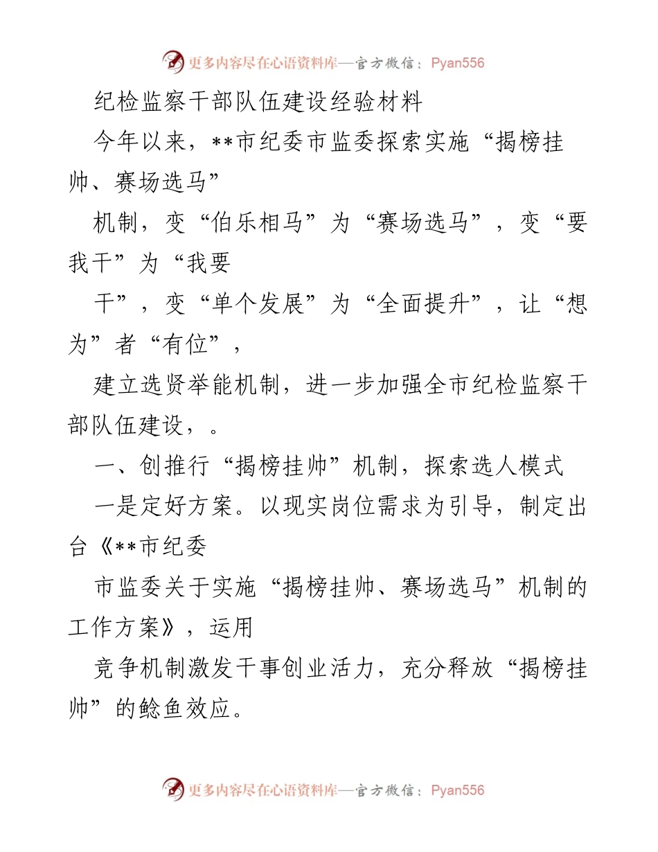 [经验材料] 工作总结 - 纪检监察干部队伍建设的创新实践与成效.docx_第1页