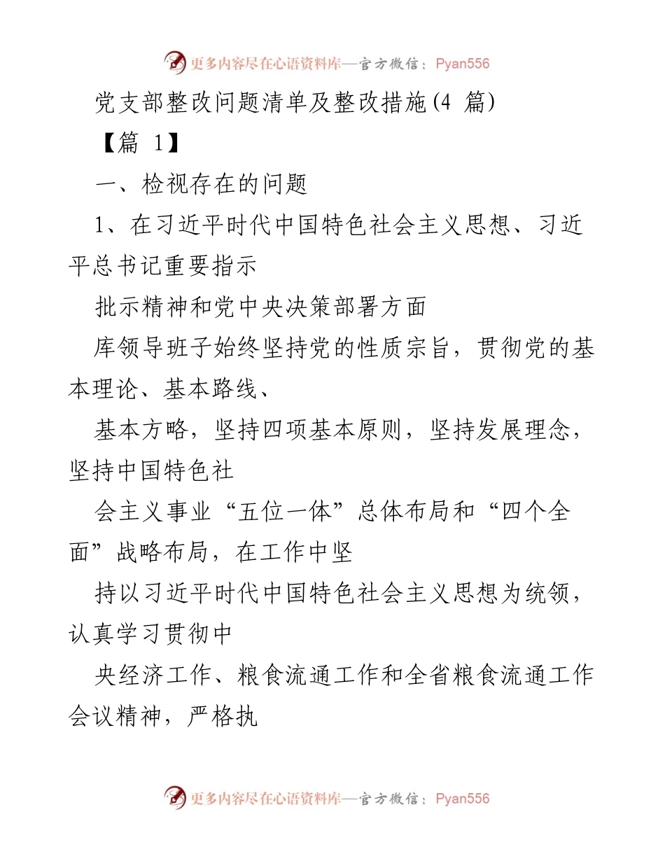 [整改报告] 党支部 - 党支部整改问题清单及整改措施分析_1.docx_第1页