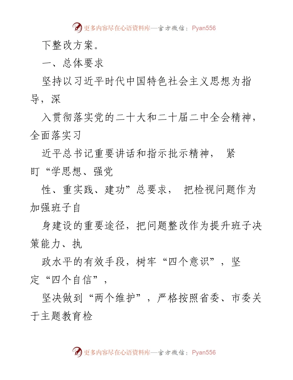 [整改方案] 主题教育专题民主生活会 - 2023年度县委班子问题整改方案_1.docx_第2页