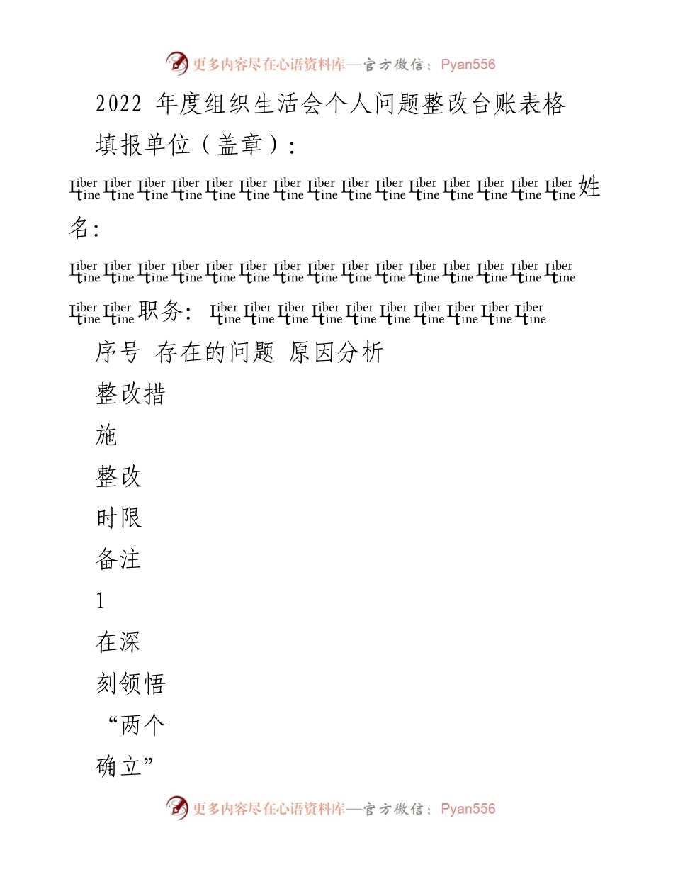 [整改台账] 组织生活会 - 2022年度党员个人问题整改措施汇总_2.docx_第1页