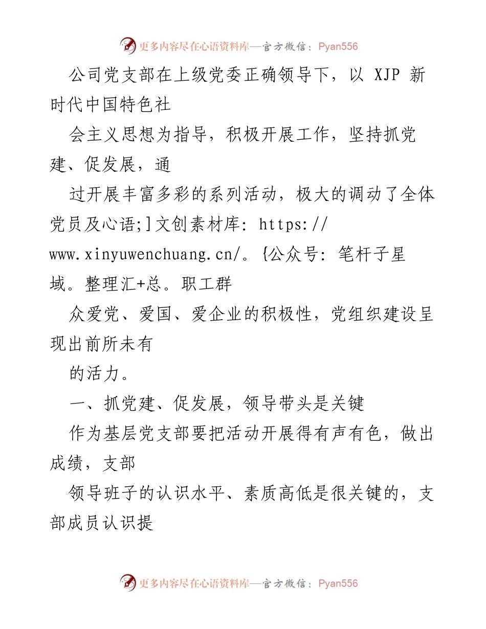 [经验材料] 党建工作 - 抓党建、促发展：XX公司党支部的实践与成效.docx_第2页