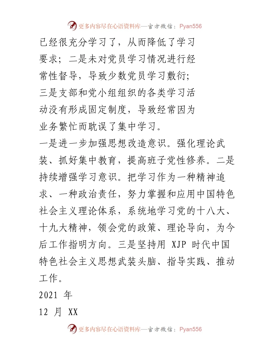 [整改清单] 党支部年度组织生活会 - 2020年度组织生活会问题整改清单.docx_第2页