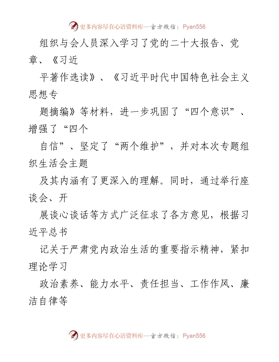[整改材料] 党员组织生活会 - 2024年支部班子整改措施分析报告.docx_第2页