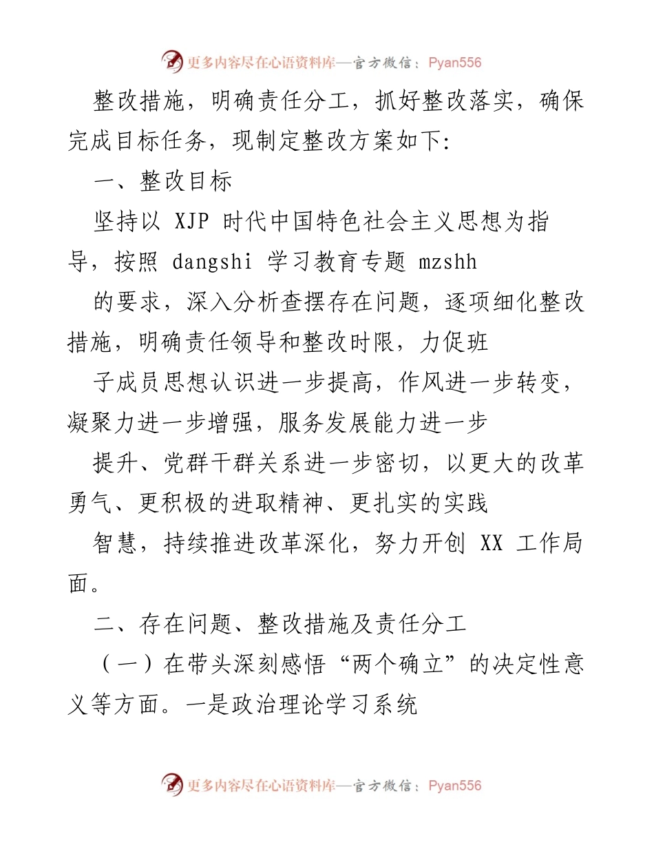 [整改方案] 市级局党组班子 - 深入推进党史学习教育整改方案.docx_第2页