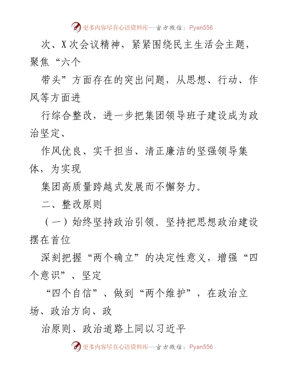 [整改方案] 党员领导干部民主生活会 - XX集团年度整改工作方案.docx_第2页