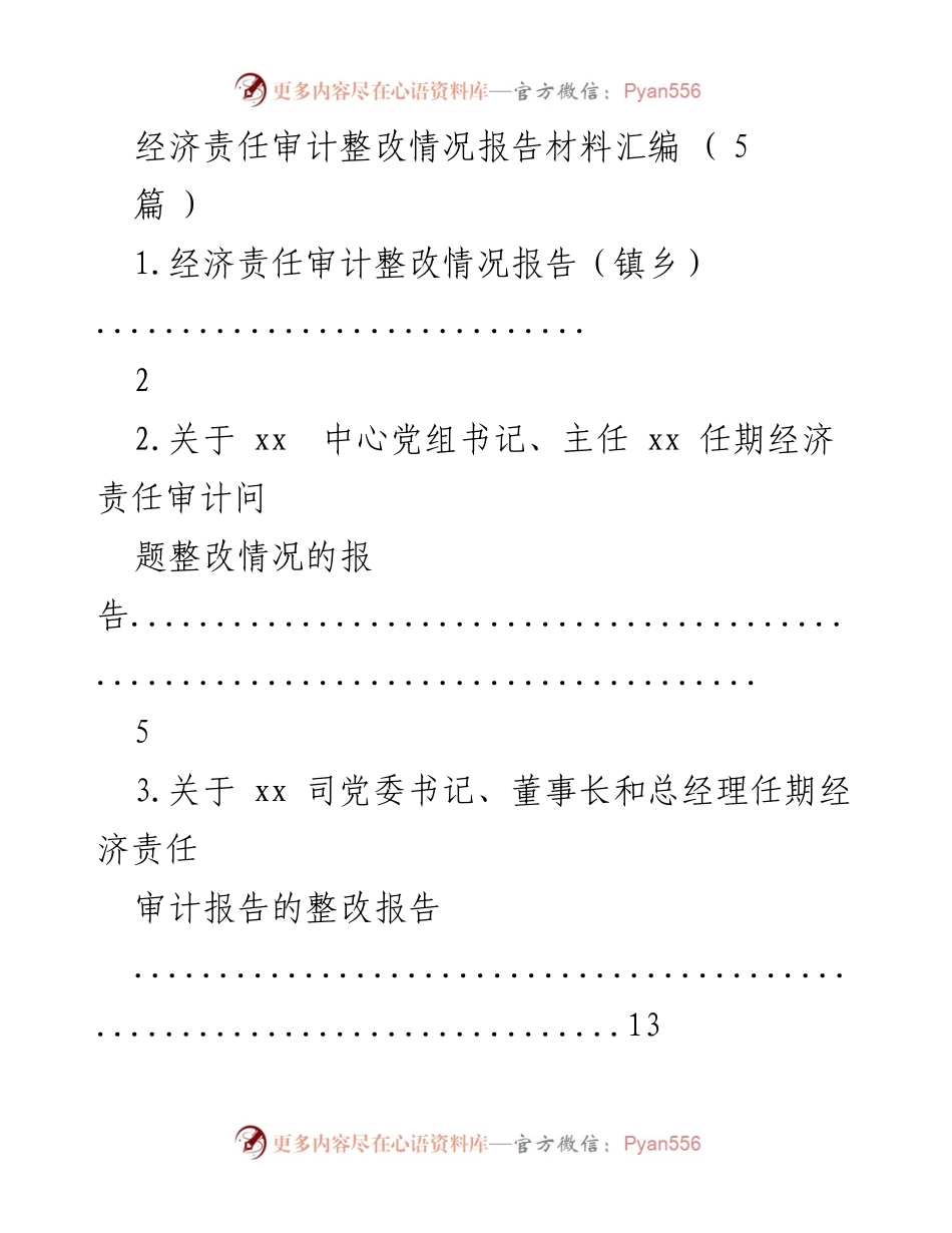 [整改报告] 经济责任审计 - 经济责任审计整改情况汇编报告.docx_第1页