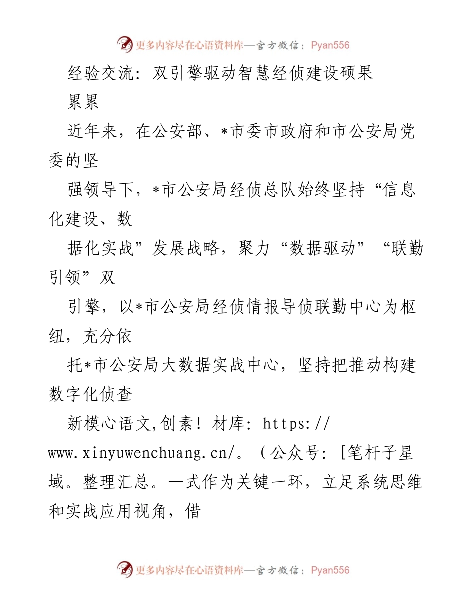 [经验交流] 公安工作会议 - 双引擎驱动下的智慧经侦建设经验分享.docx_第1页