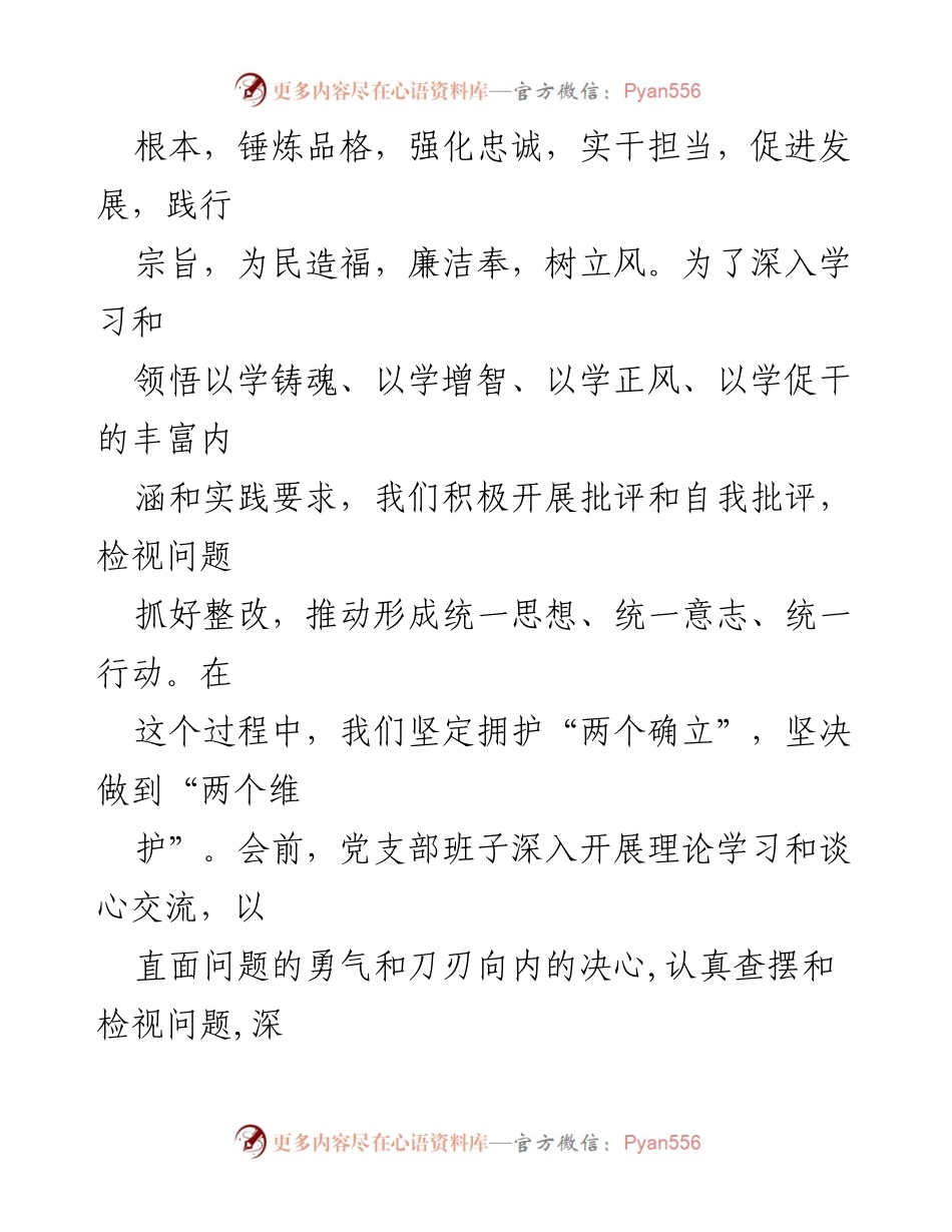[整改材料] 党支部工作会议 - 2024年党支部班子整改与对照检查报告.docx_第2页