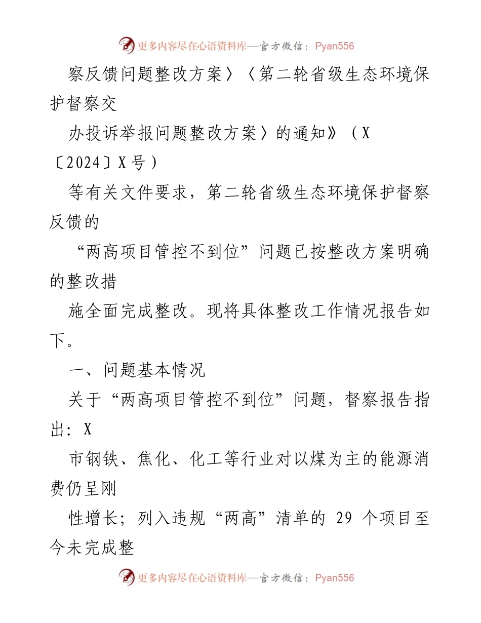 [整改报告] 生态环境保护督察 - 省级生态环境保护督察反馈“两高”项目管控整改情况报告.docx_第2页