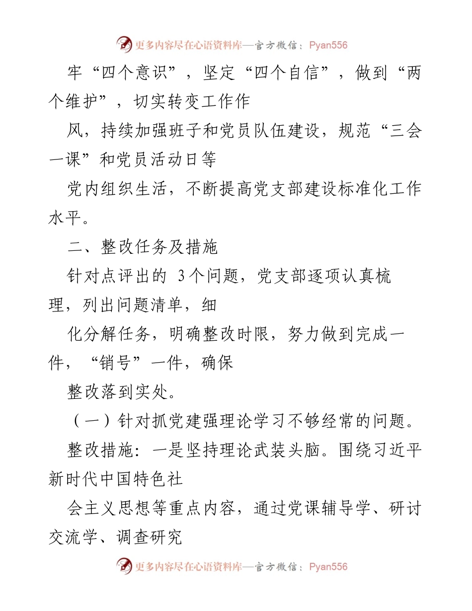 [整改方案] 党支部 - 基层党建述职问题整改方案.docx_第2页