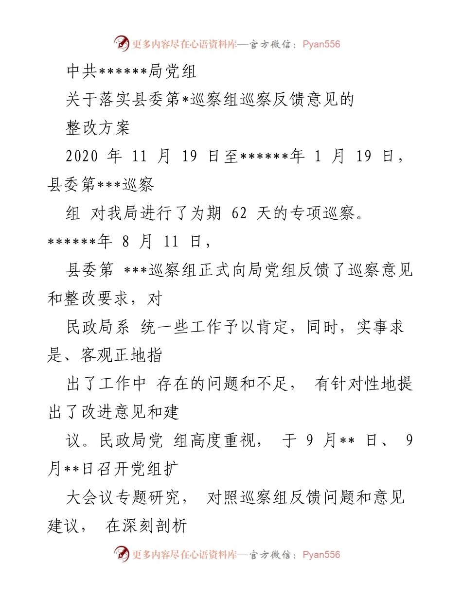 [整改方案] 党内整改会议 - 关于落实县委巡察反馈意见的整改方案.docx_第2页