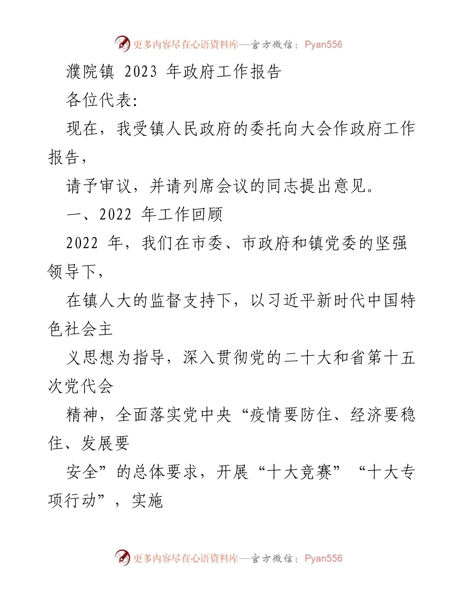 [政府工作报告] 镇人民政府会议 - 2023年濮院镇政府工作总结与展望.docx_第1页
