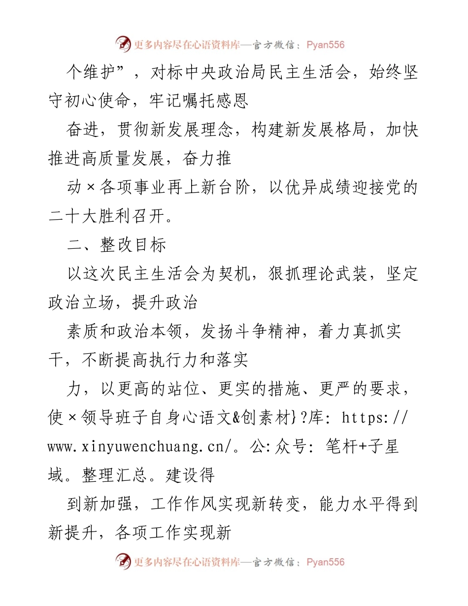 [整改方案] 年末专题民主生活会 - 202X年专题民主生活会整改落实方案.docx_第2页