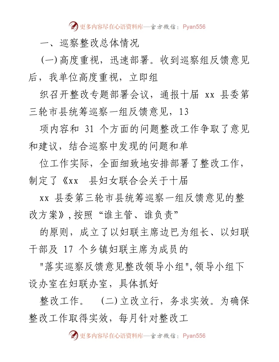 [整改报告] 巡察反馈 - 县妇联巡察整改情况报告.docx_第2页