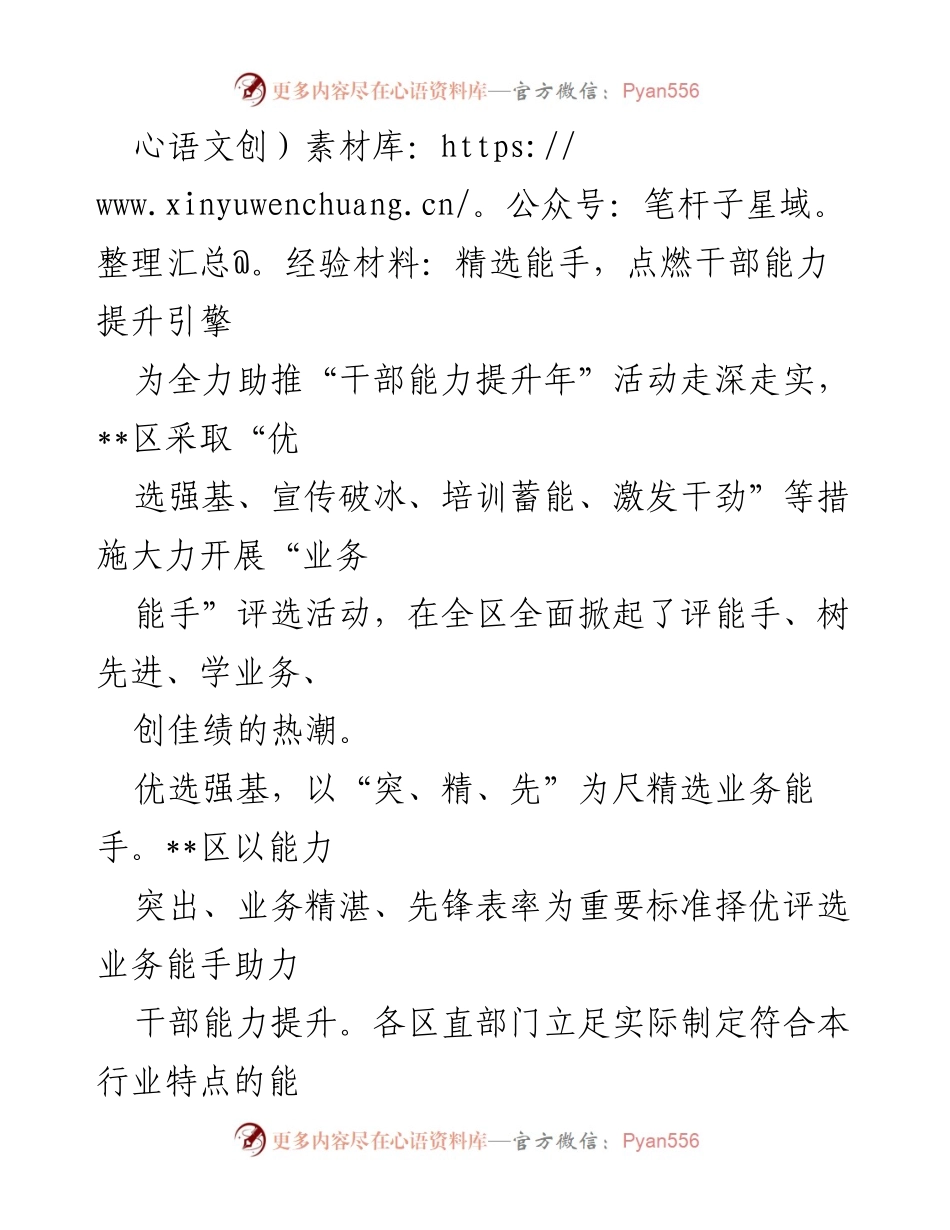 [经验材料] 干部能力提升年活动 - 精选能手，点燃干部能力提升引擎.docx_第1页