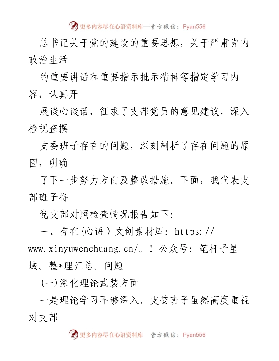 [整改材料] 党支部组织生活会 - 党支部班子整改措施与问题分析报告.docx_第2页