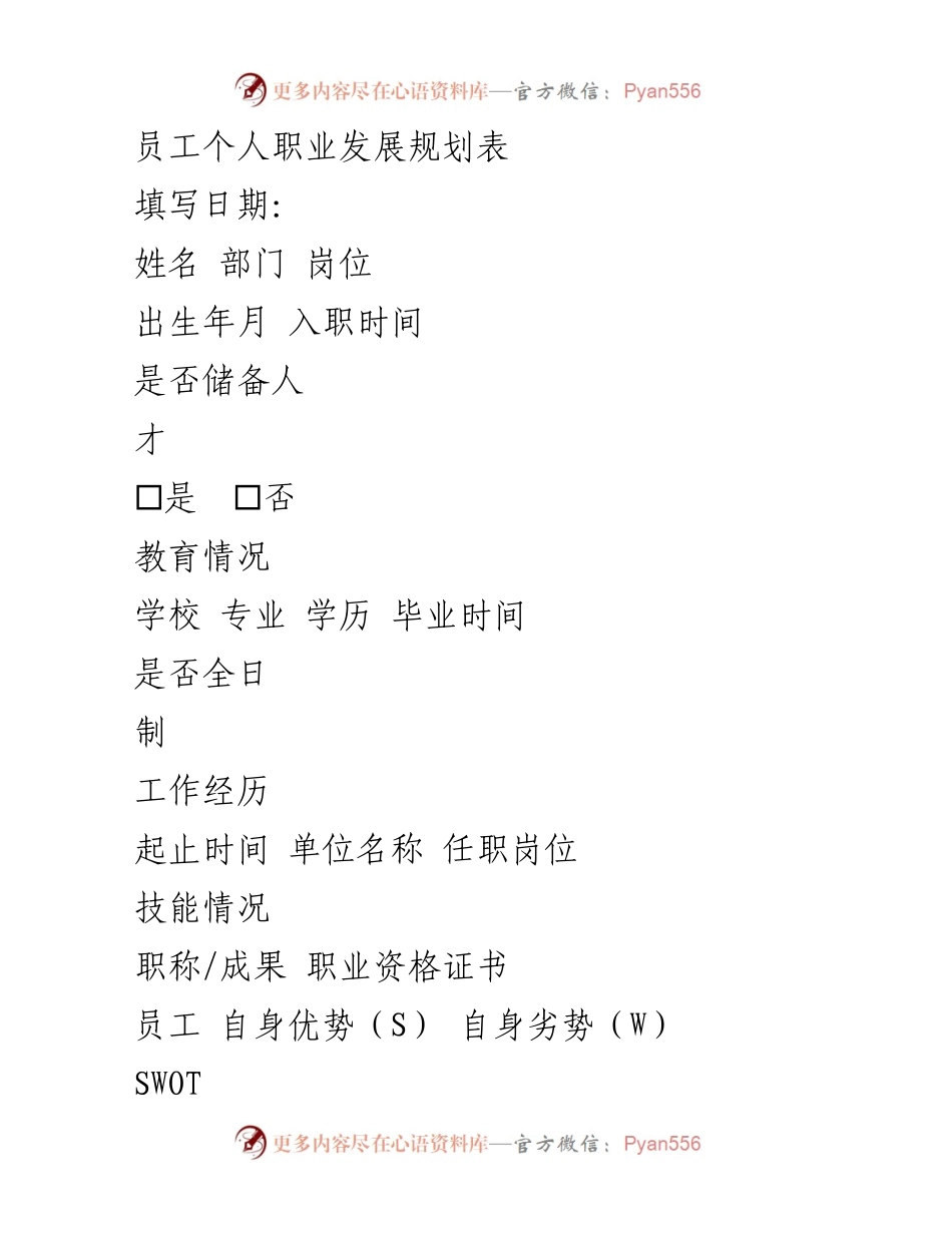 [职业发展规划表] 员工职业发展 - 员工个人职业发展规划分析.docx_第1页