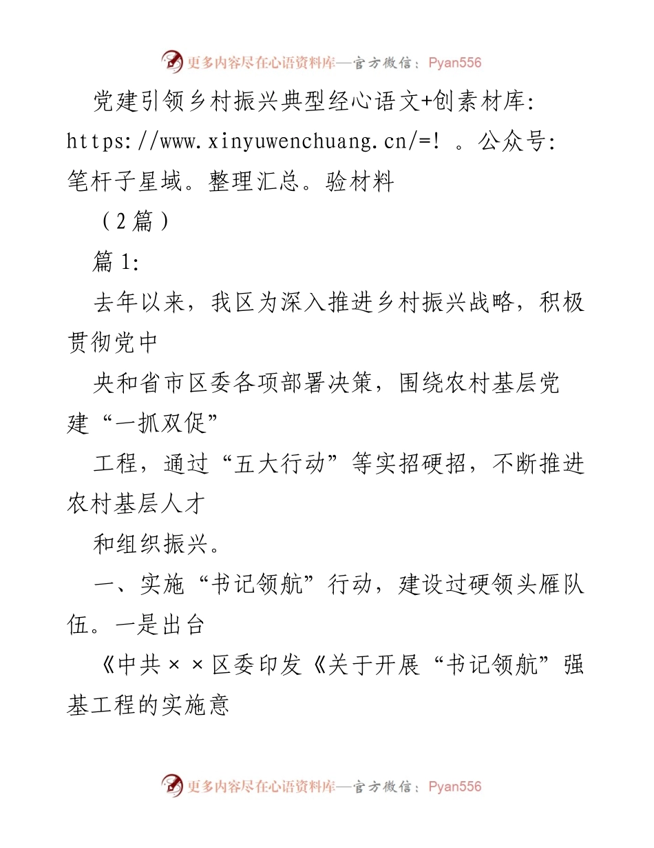 [经验材料] 乡村振兴 - 党建引领乡村振兴的实践与成效.docx_第1页