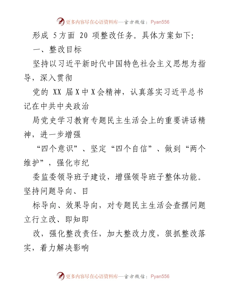 [整改方案] 党史学习教育专题民主生活会 - 市纪委监委领导班子整改方案分析.docx_第2页