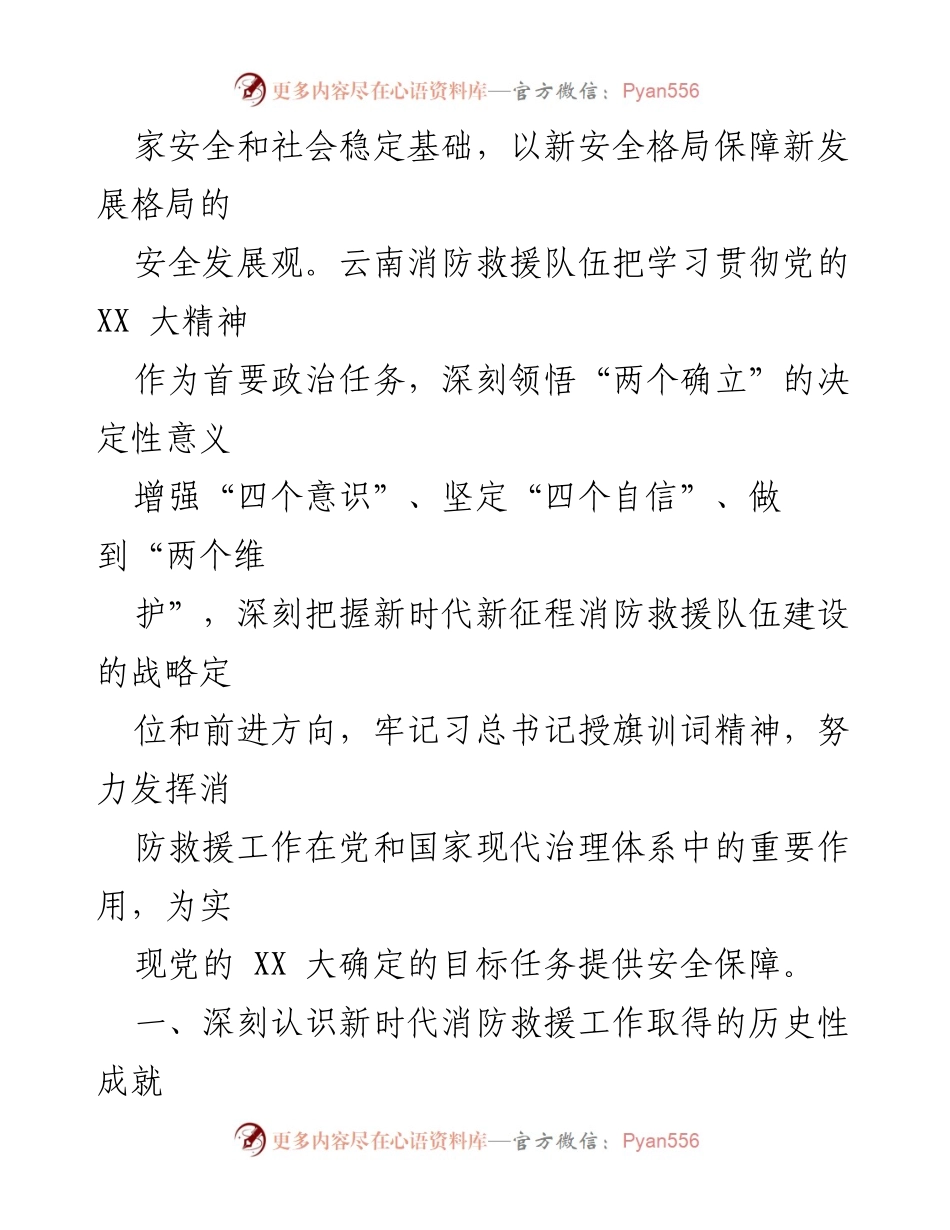 [调研报告] 学习贯彻党的 XX 大精神 - 深入推动新时代消防救援工作的重要思考.docx_第2页