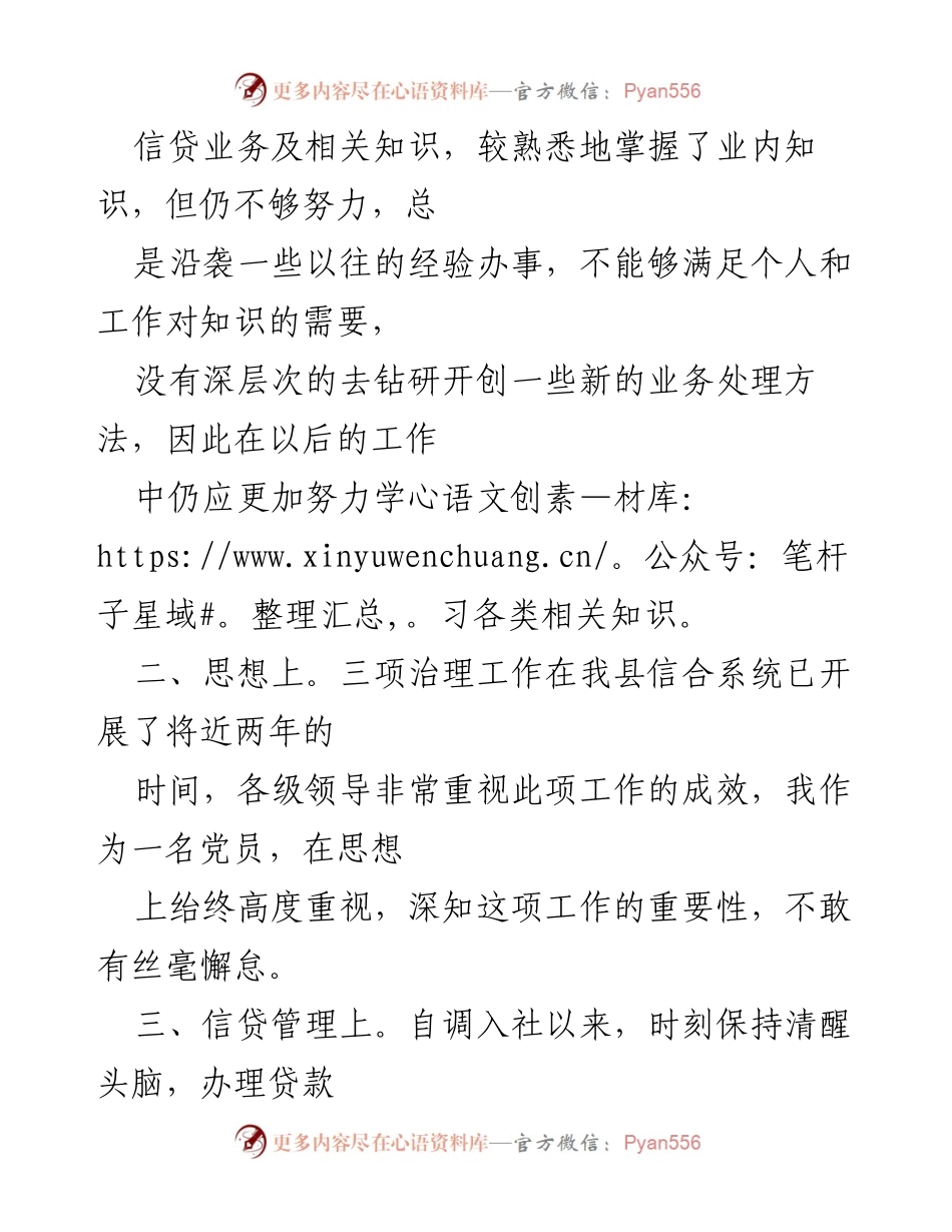 [自查报告] 银行信贷员自查 - 银行信贷员自查汇报总结与改进措施.docx_第2页