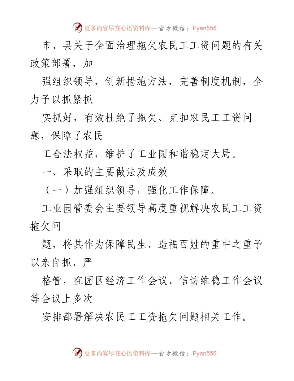 [自查报告] 工业园区 - 农民工工资拖欠问题自查及治理措施报告.docx_第2页