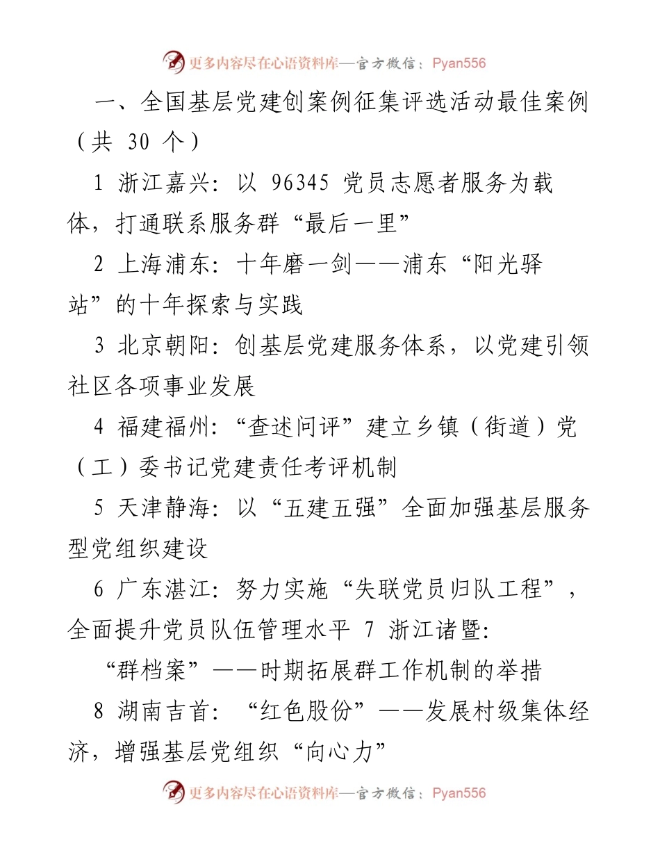 [调研报告] 全国基层党建创案例征集评选活动 - 全国基层党建最佳案例汇编.docx_第1页