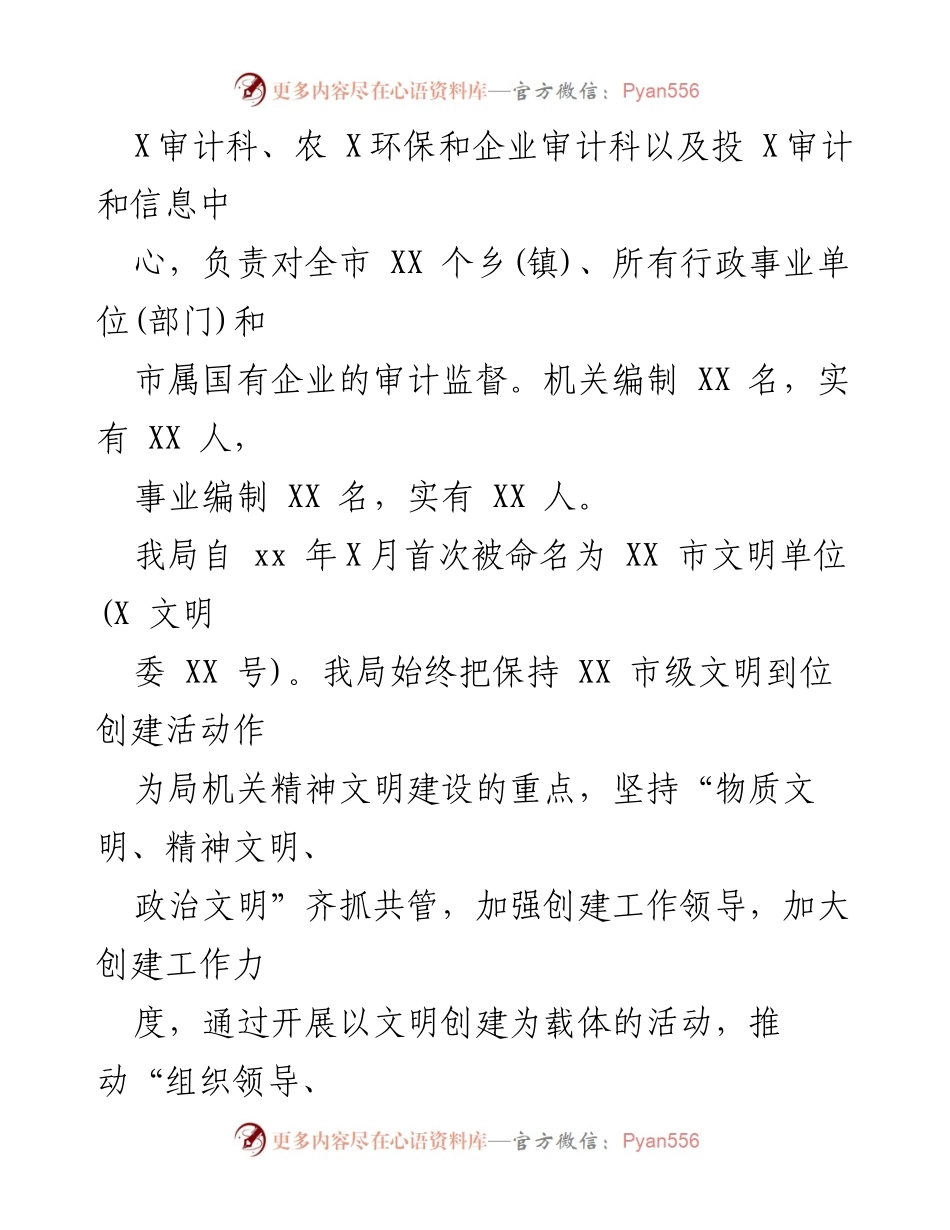 [自查报告] 审计局 - 市级文明单位复查工作自查报告.docx_第2页