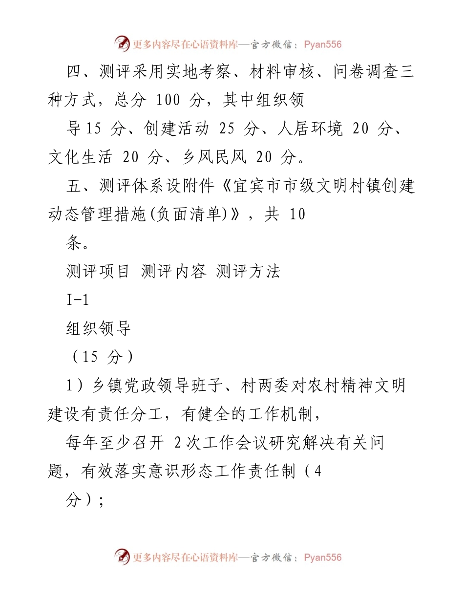 [调研报告] 宜宾市文明村镇测评 - 宜宾市市级文明村镇测评体系说明.docx_第2页