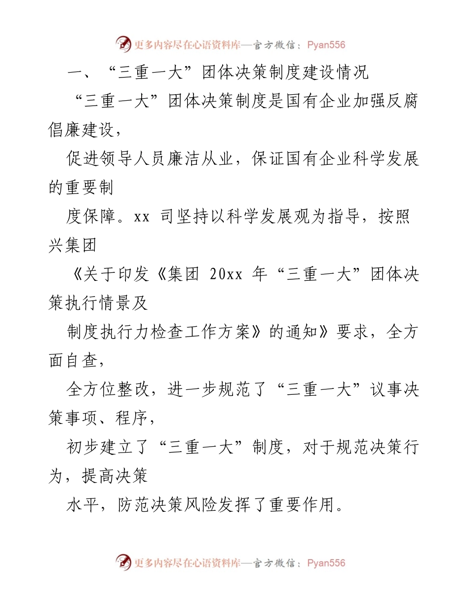 [自查报告] 集团司 - “三重一大”决策制度执行情况自查报告.docx_第2页