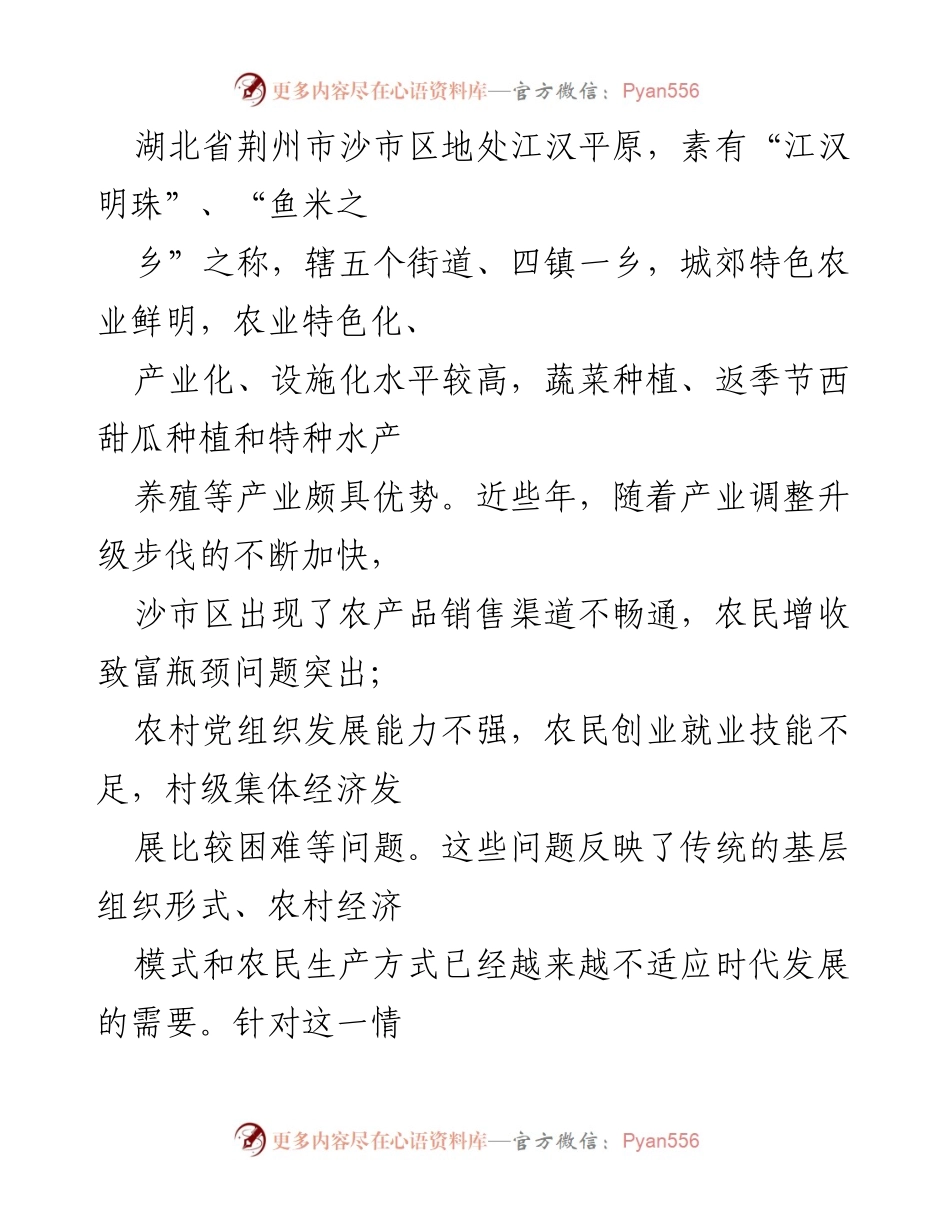 [调研报告] 农村经济发展 - 湖北荆州沙市区“农村党建+电商”融合发展模式探索.docx_第2页