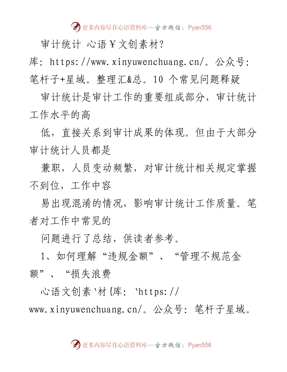 [调研报告] 审计工作 - 审计统计常见问题解读.docx_第1页